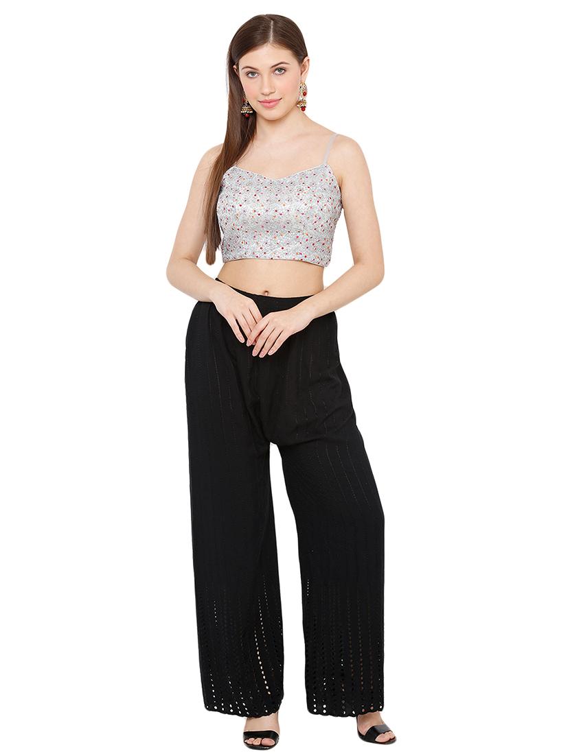 silver net embroidered blouse - 17423719 - Zoom Image - 4
