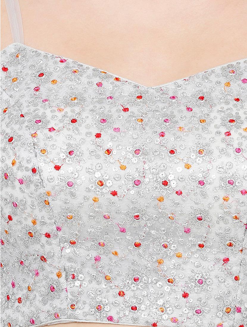 silver net embroidered blouse - 17423719 - Zoom Image - 5