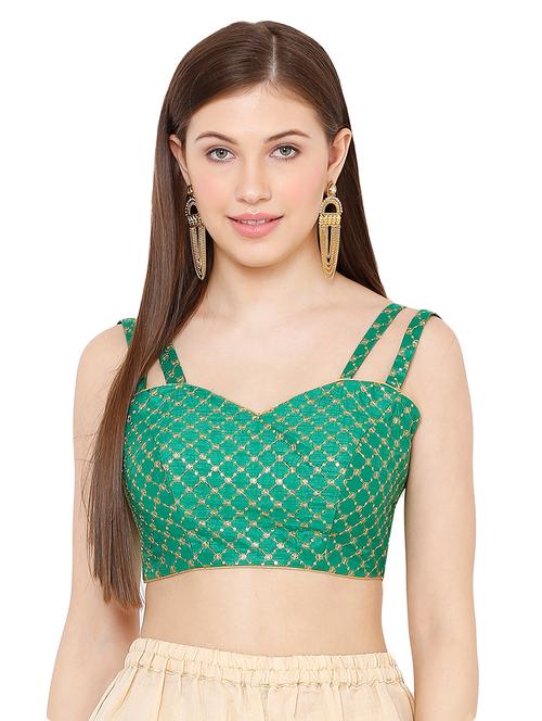 green dupion embroidered blouse - 17423721 - Very Small Image - 1