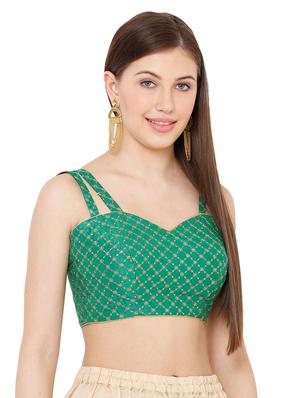 green dupion embroidered blouse - 17423721 - Standard Image - 2