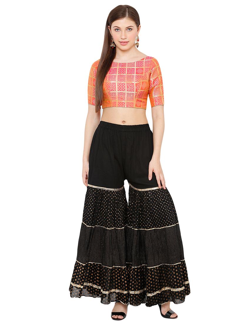 pink cotton blend brocade blouse - 17423729 - Zoom Image - 4