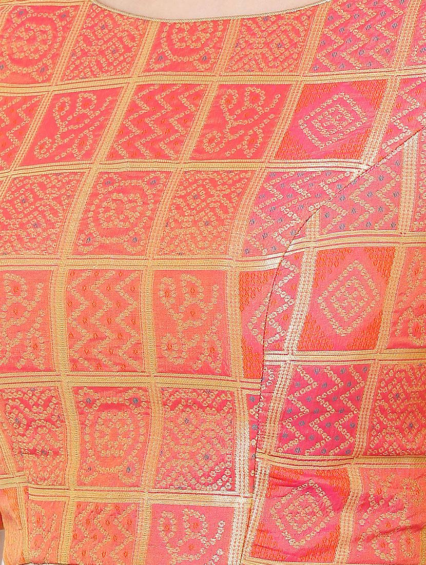 pink cotton blend brocade blouse - 17423729 - Zoom Image - 5