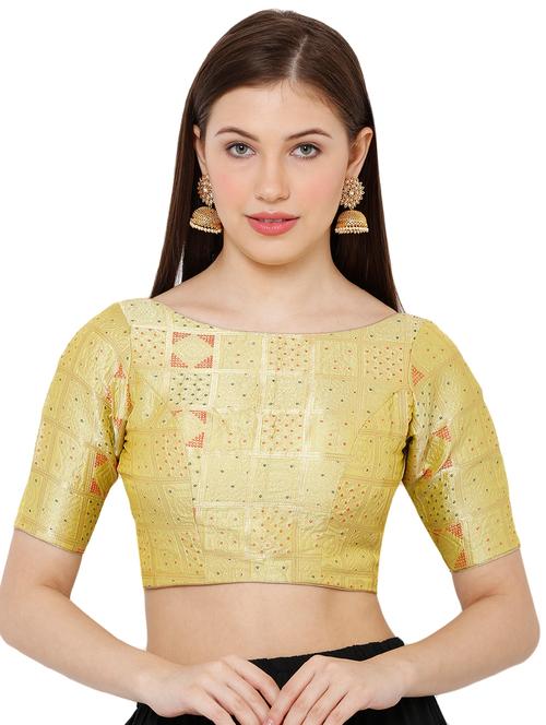 green cotton blend brocade blouse - 17423731 - Standard Image - 1