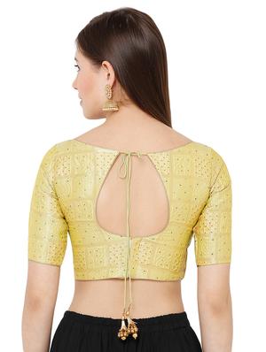 green cotton blend brocade blouse - 17423731 - Standard Image - 3
