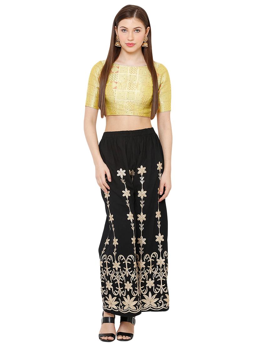 green cotton blend brocade blouse - 17423731 - Zoom Image - 4