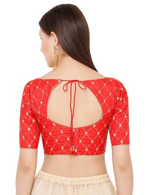 red silk embroidered blouse - 17423734 - Standard Image - 3