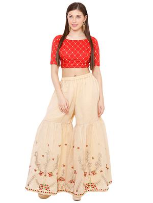 red silk embroidered blouse - 17423734 - Standard Image - 4
