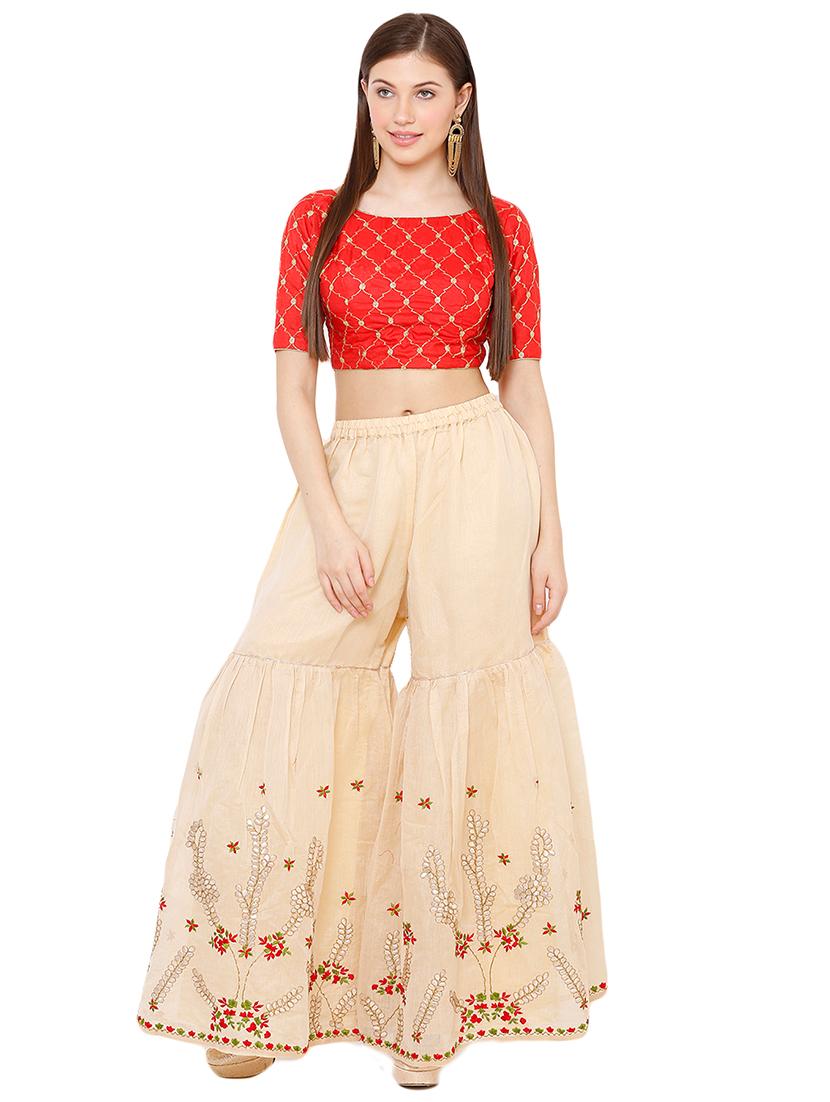 red silk embroidered blouse - 17423734 - Zoom Image - 4