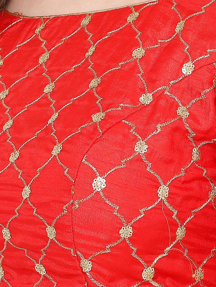 red silk embroidered blouse - 17423734 - Zoom Image - 5