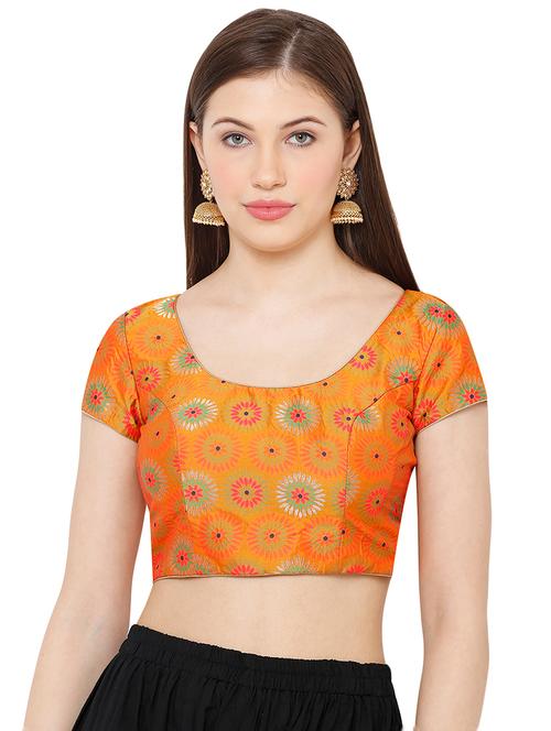 yellow cotton blend brocade blouse - 17423746 - Standard Image - 1