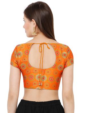 yellow cotton blend brocade blouse - 17423746 - Standard Image - 3