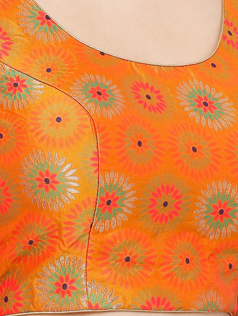 yellow cotton blend brocade blouse - 17423746 - Zoom Image - 5