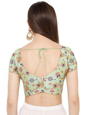 green art silk embroidered blouse - 17423750 - Standard Image - 3