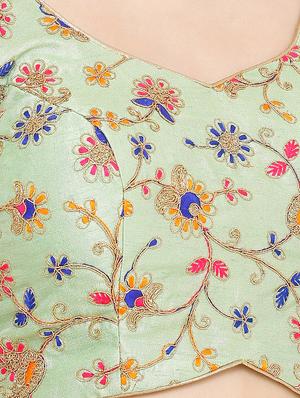 green art silk embroidered blouse - 17423750 - Standard Image - 5