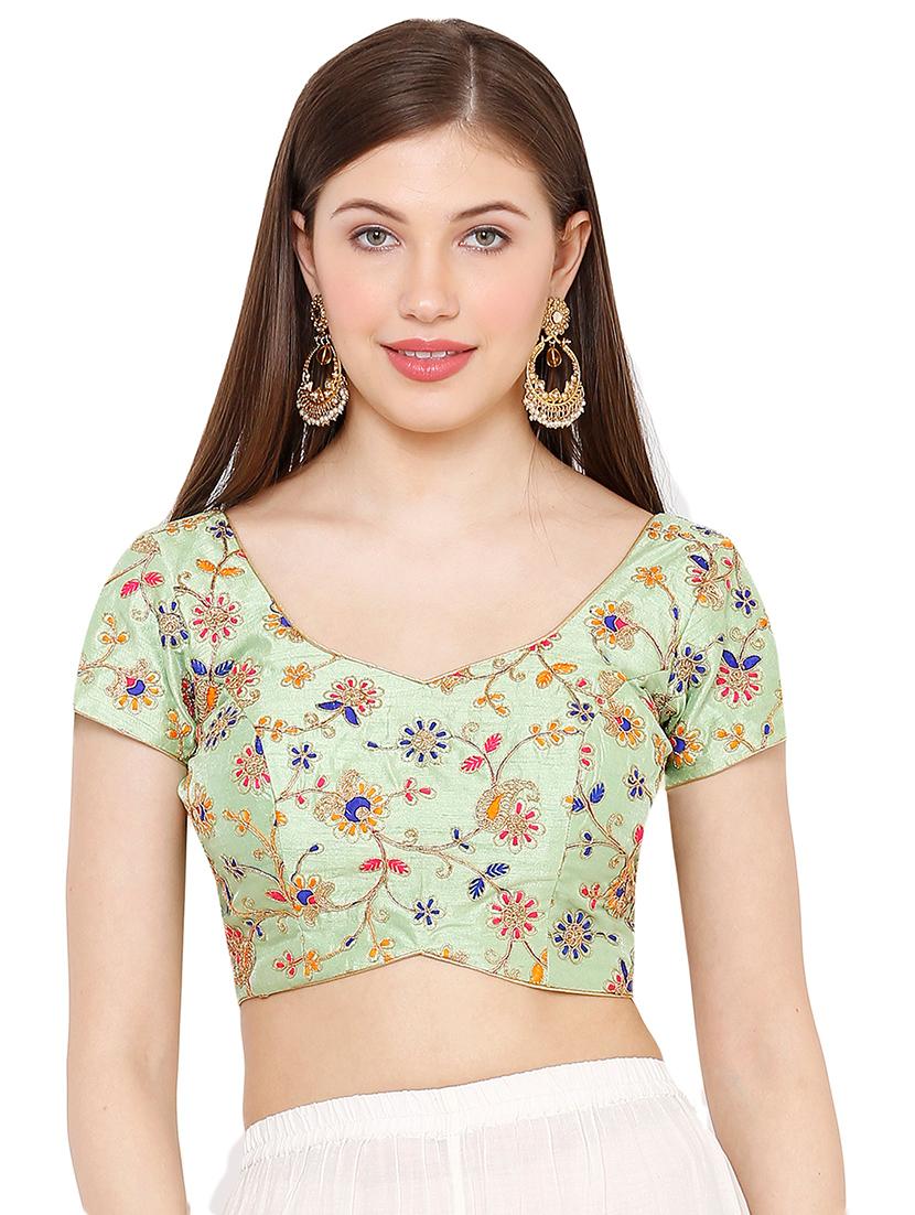 green art silk embroidered blouse - 17423750 - Zoom Image - 1