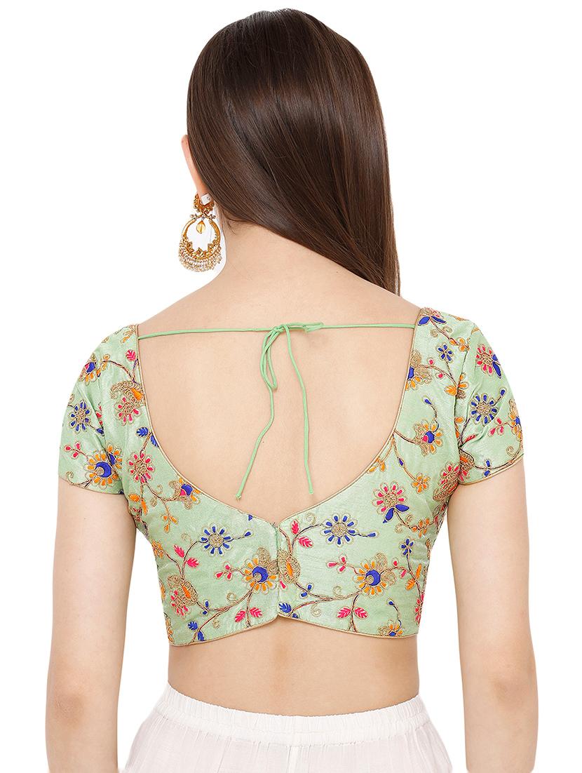 green art silk embroidered blouse - 17423750 - Zoom Image - 3