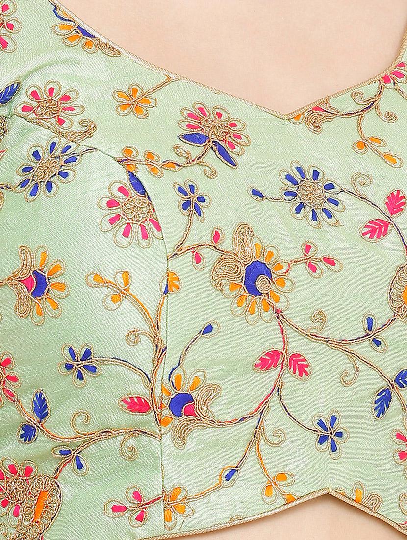 green art silk embroidered blouse - 17423750 - Zoom Image - 5
