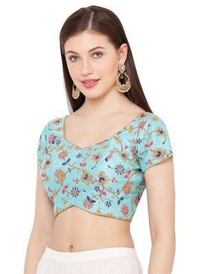 blue art silk embroidered blouse - 17423751 - Standard Image - 2