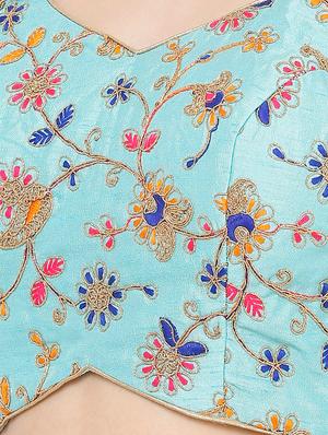 blue art silk embroidered blouse - 17423751 - Standard Image - 5