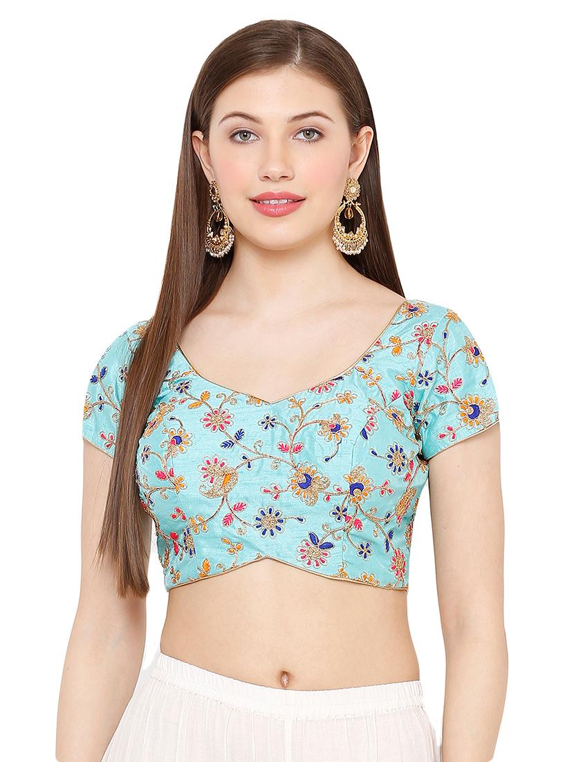 blue art silk embroidered blouse - 17423751 - Zoom Image - 1