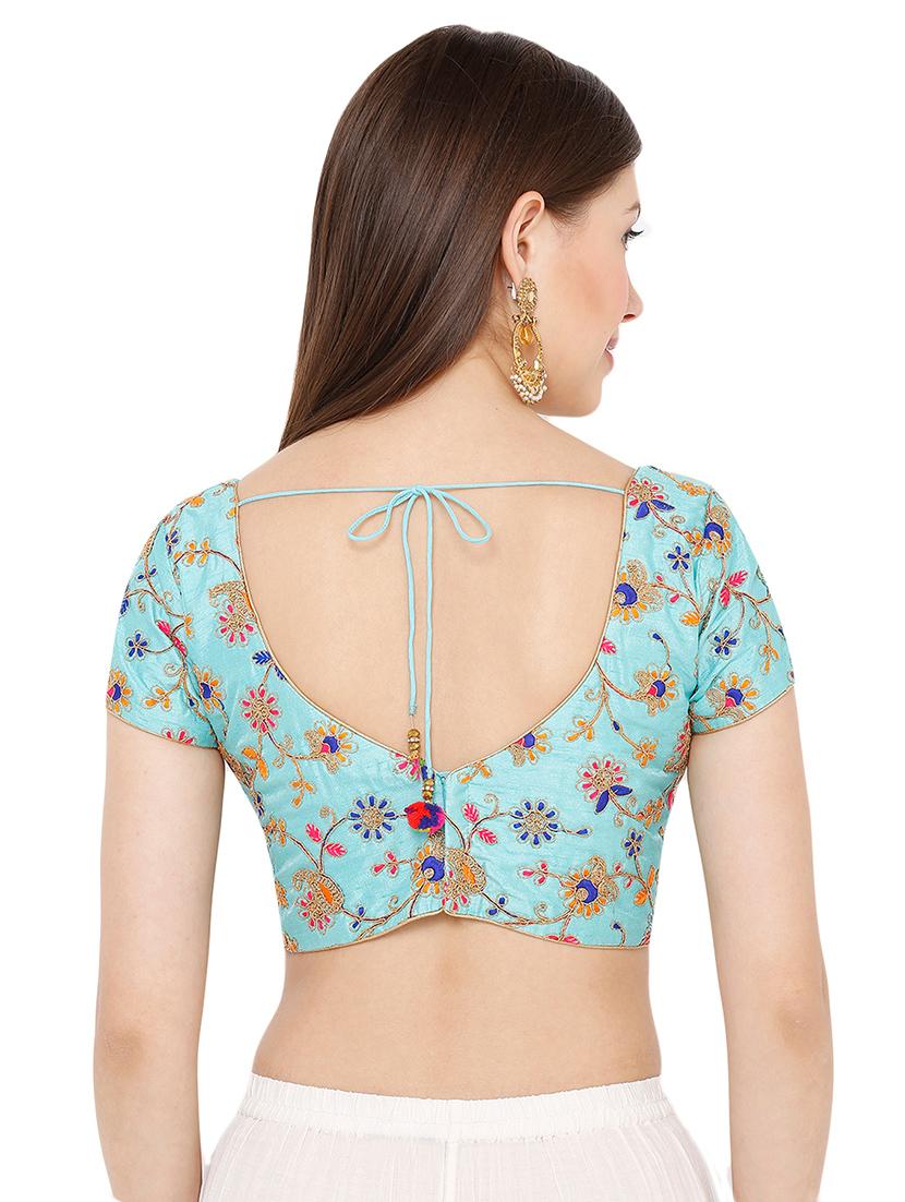 blue art silk embroidered blouse - 17423751 - Zoom Image - 3