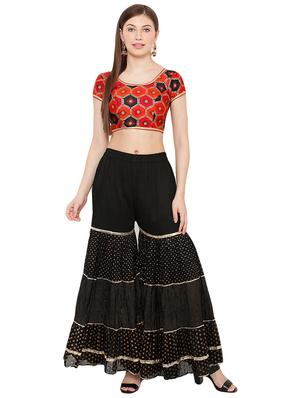 red cotton blend brocade blouse - 17423755 - Standard Image - 4