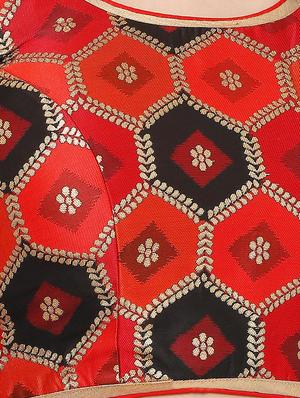 red cotton blend brocade blouse - 17423755 - Standard Image - 5