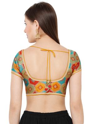yellow cotton blend brocade blouse - 17423756 - Standard Image - 3