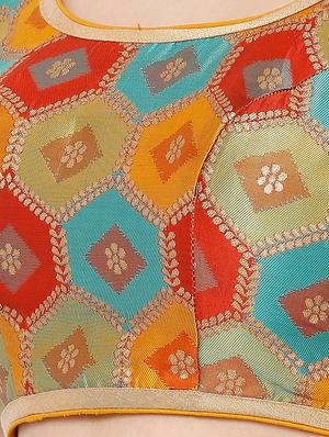 yellow cotton blend brocade blouse - 17423756 - Standard Image - 5
