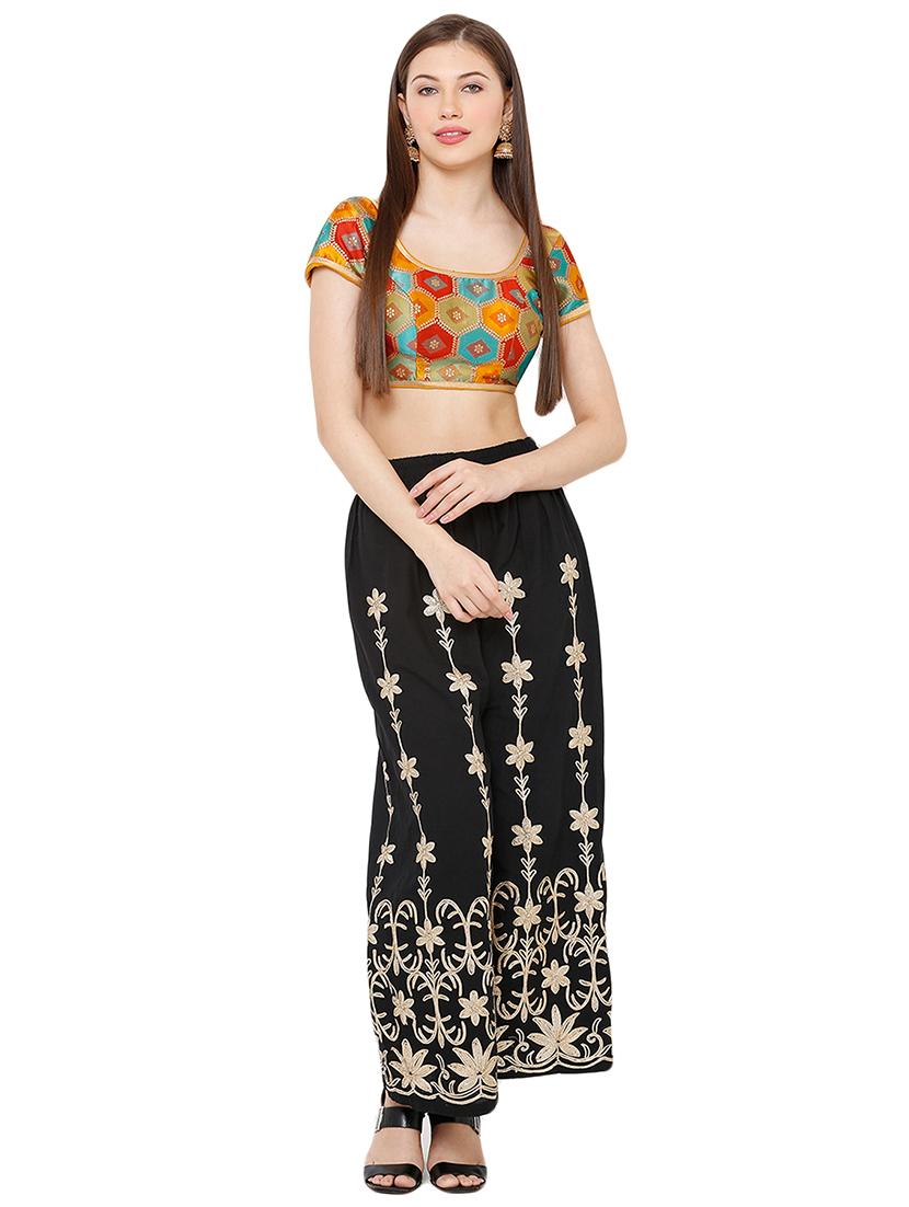 yellow cotton blend brocade blouse - 17423756 - Zoom Image - 4