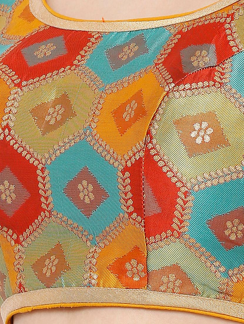 yellow cotton blend brocade blouse - 17423756 - Zoom Image - 5