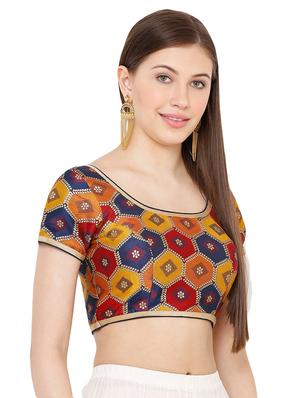 blue cotton blend brocade blouse - 17423757 - Standard Image - 2