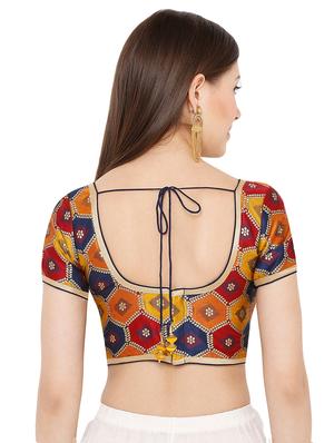 blue cotton blend brocade blouse - 17423757 - Standard Image - 3