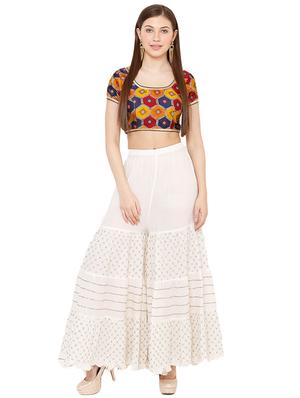 blue cotton blend brocade blouse - 17423757 - Standard Image - 4