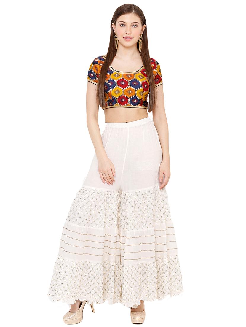 blue cotton blend brocade blouse - 17423757 - Zoom Image - 4