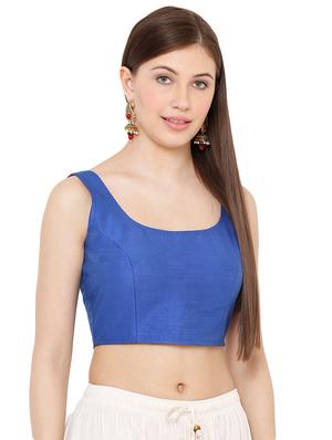 blue dupion solid blouse - 17423770 - Standard Image - 2