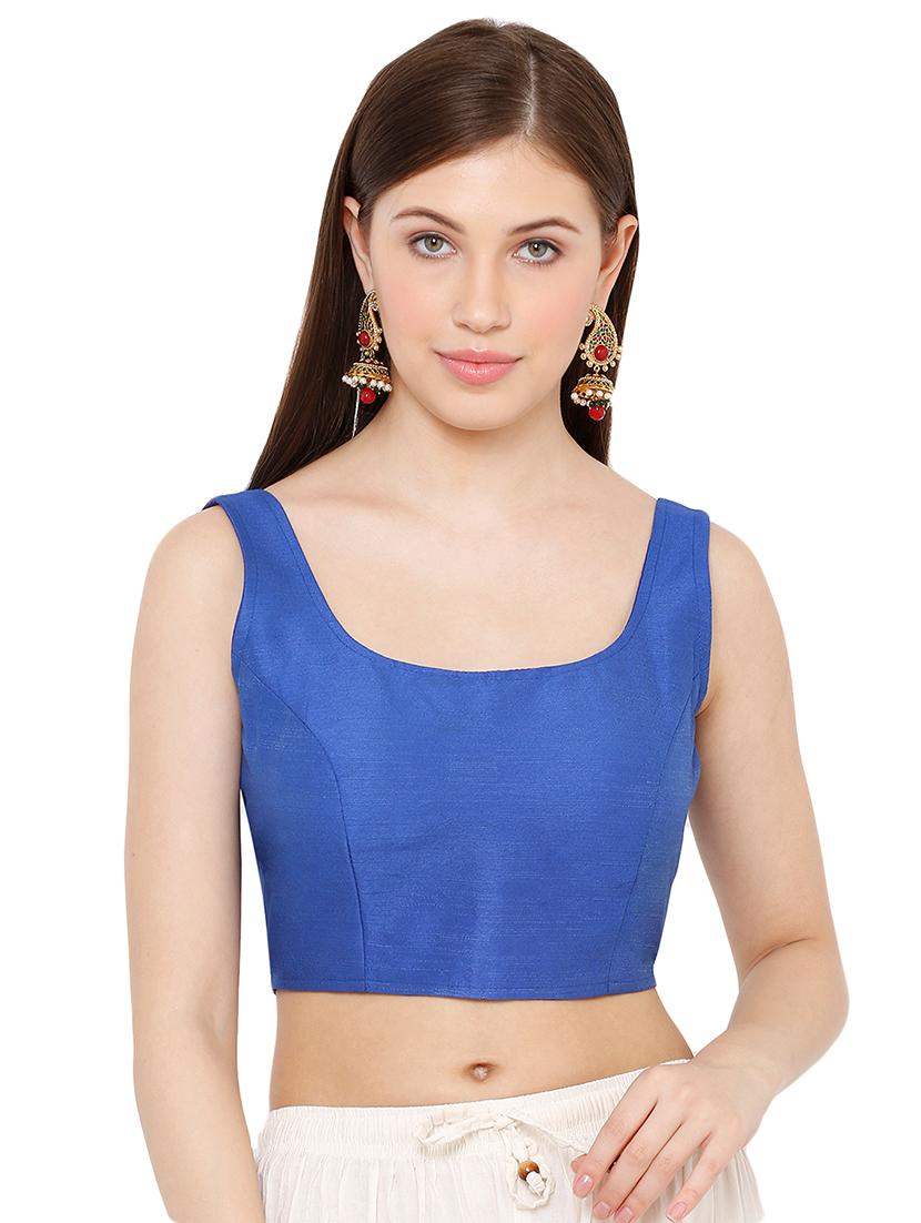 blue dupion solid blouse - 17423770 - Zoom Image - 1