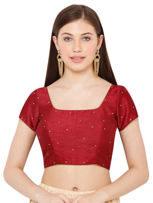 red dupion solid blouse - 17423780 - Standard Image - 1