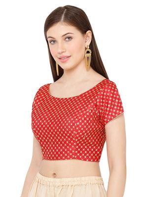 red art silk embroidered blouse - 17423781 - Standard Image - 2