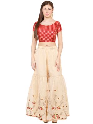 red art silk embroidered blouse - 17423781 - Standard Image - 4