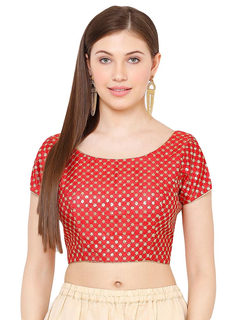 red art silk embroidered blouse - 17423781 - Zoom Image - 1
