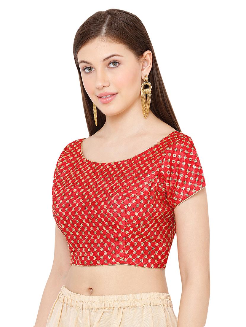 red art silk embroidered blouse - 17423781 - Zoom Image - 2