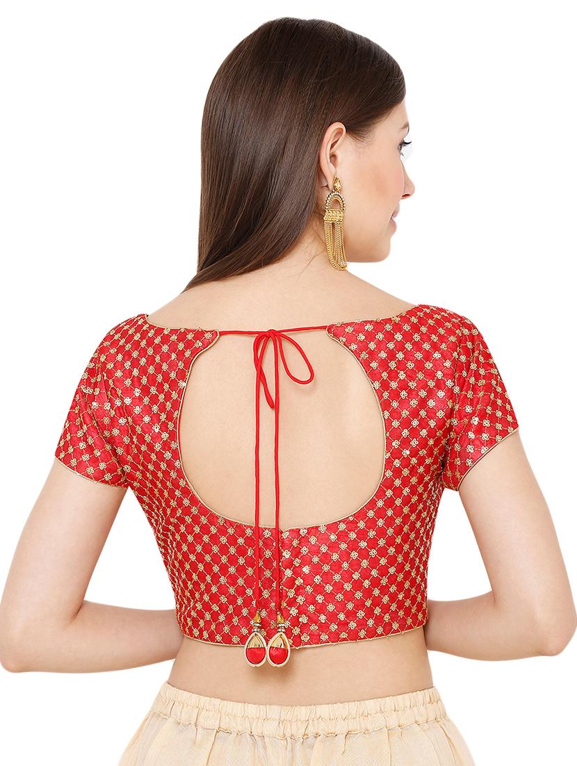 red art silk embroidered blouse - 17423781 - Zoom Image - 3