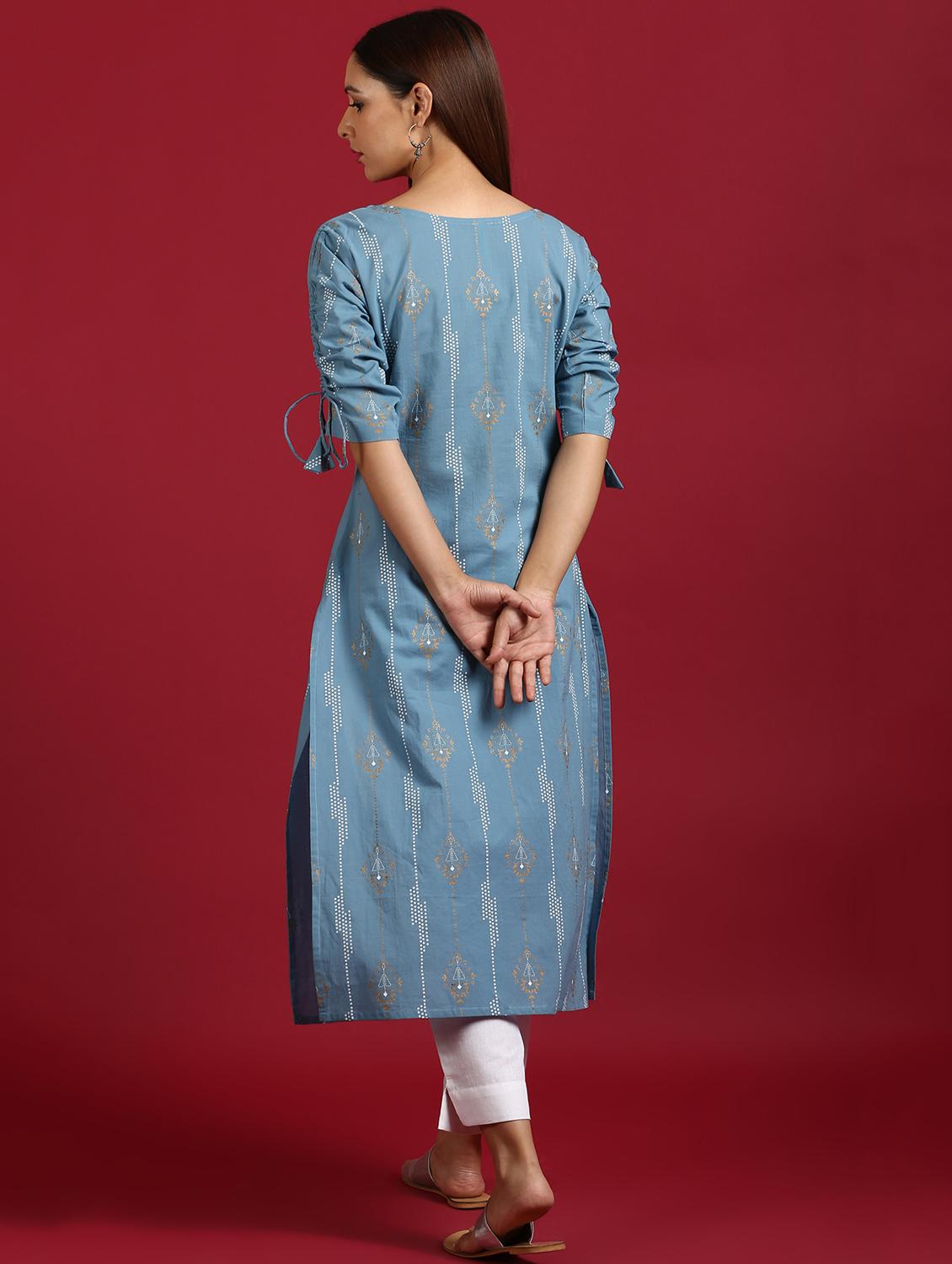 printed straight kurta - 17423987 - Zoom Image - 2