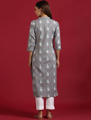 printed straight kurta - 17423988 - Standard Image - 3