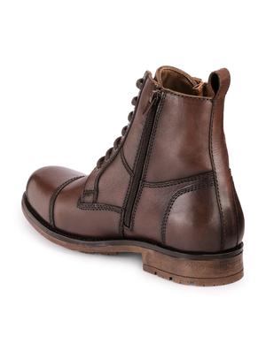 brown leather lace up boots - 17424008 - Standard Image - 3