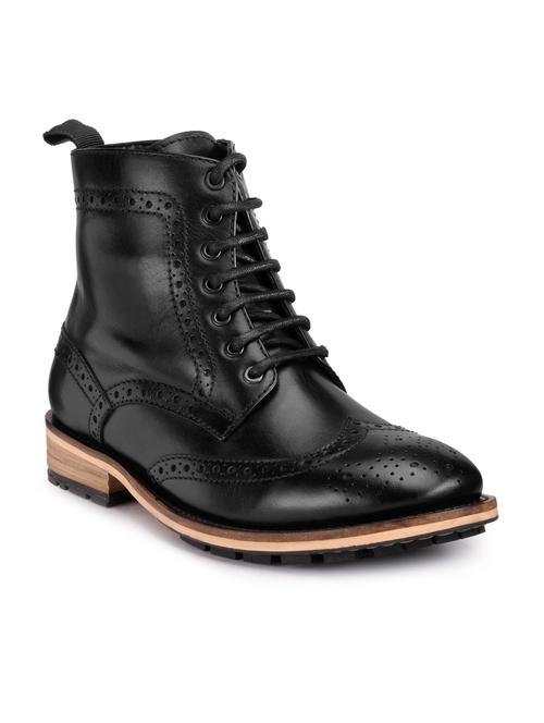 black leather lace up boots - 17424009 - Standard Image - 1