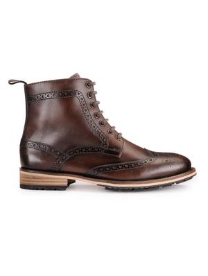 brown leather lace up boots - 17424010 - Standard Image - 2