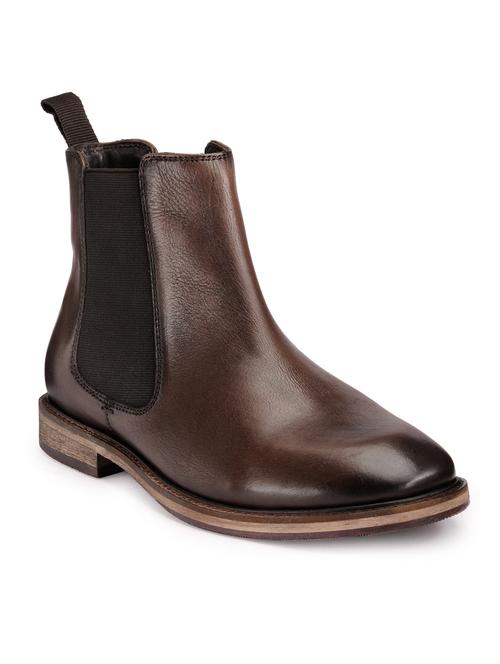 brown leather slip on boots - 17424012 - Standard Image - 1