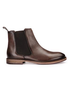 brown leather slip on boots - 17424012 - Standard Image - 2